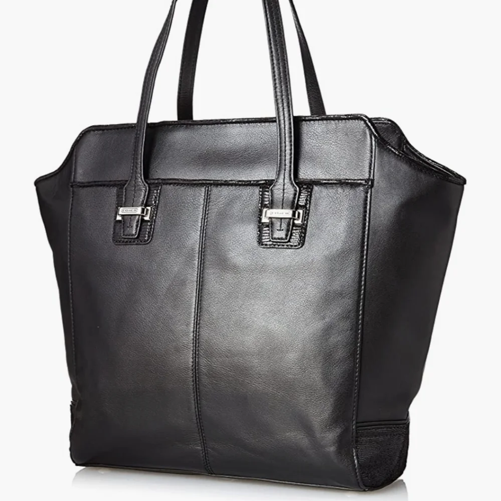 Coach Taylor Leather Tote Black Purse Bag F 25941 zip top - Picture 2 of 13